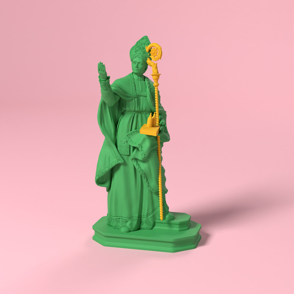 San Gennaro - Statua Bio Pop Scamarcia Design – colore Verde, stampa 3D in bio-PLA