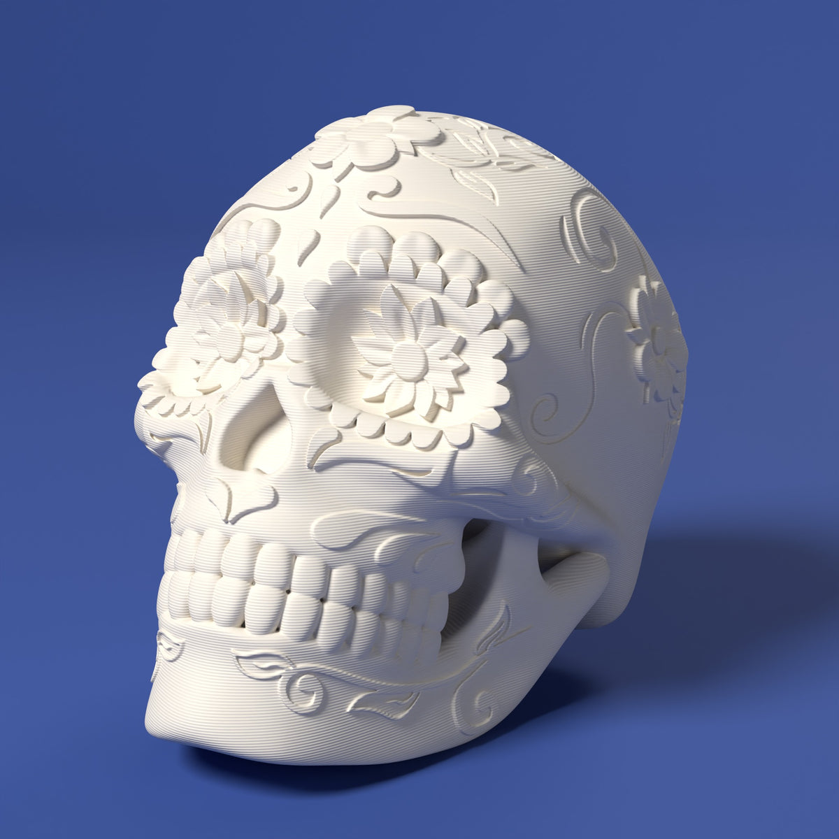 Sugar Skull - Calavera Scamarcia Design – colore Bianco, stampa 3D in bio-PLA