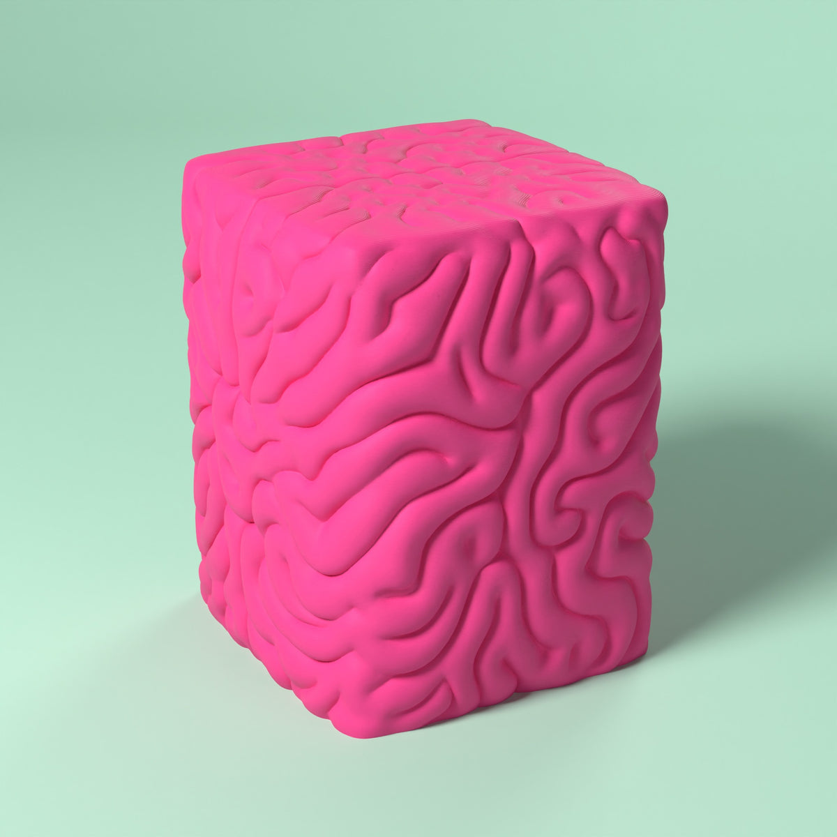 Brainstool - Tavolino. Sgabello. Scamarcia Design – colore Rosa Fluo, stampa 3D in bio-PLA