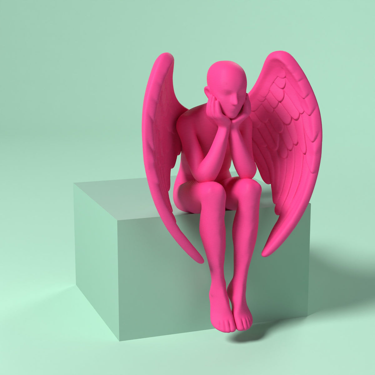 Aurel - Angelo della Luce Scamarcia Design – colore Rosa Fluo, stampa 3D in bio-PLA