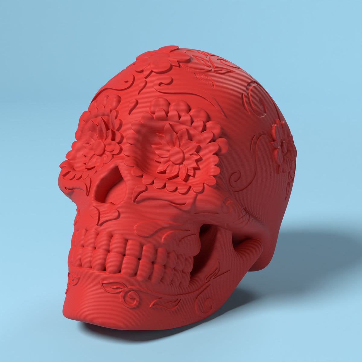 Sugar Skull - Calavera Scamarcia Design – colore Rosso, stampa 3D in bio-PLA