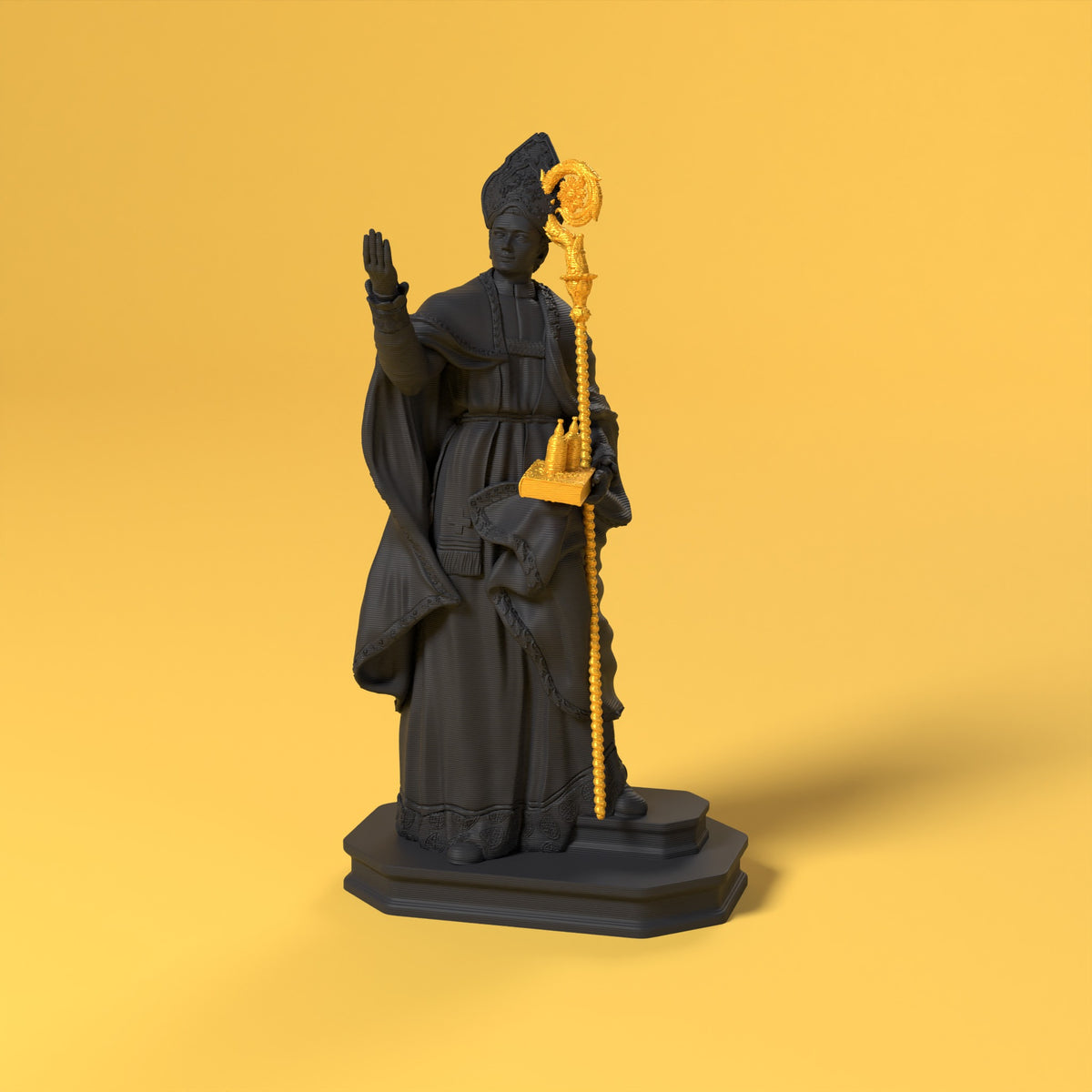 San Gennaro - Statua Bio Pop Scamarcia Design – colore Nero, stampa 3D in bio-PLA