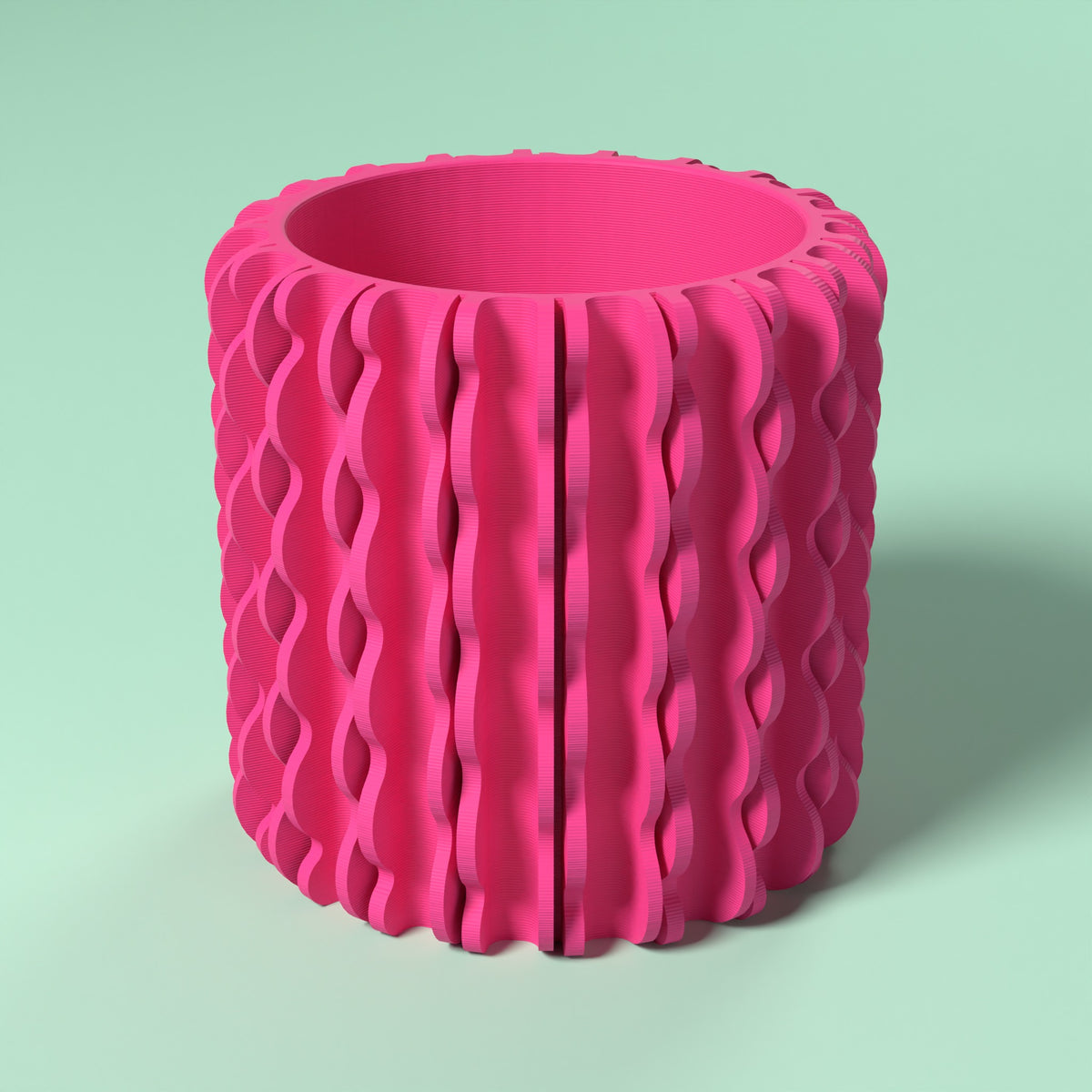 Trama - Porta Vaso Bio Scamarcia Design – colore Rosa Fluo, stampa 3D in bio-PLA