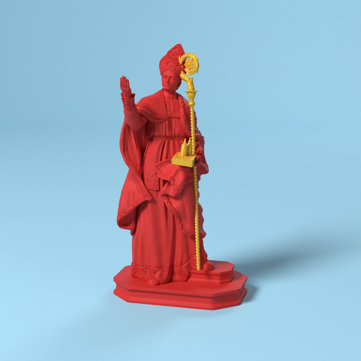 San Gennaro - Statua Bio Pop Scamarcia Design – colore Rosso, stampa 3D in bio-PLA