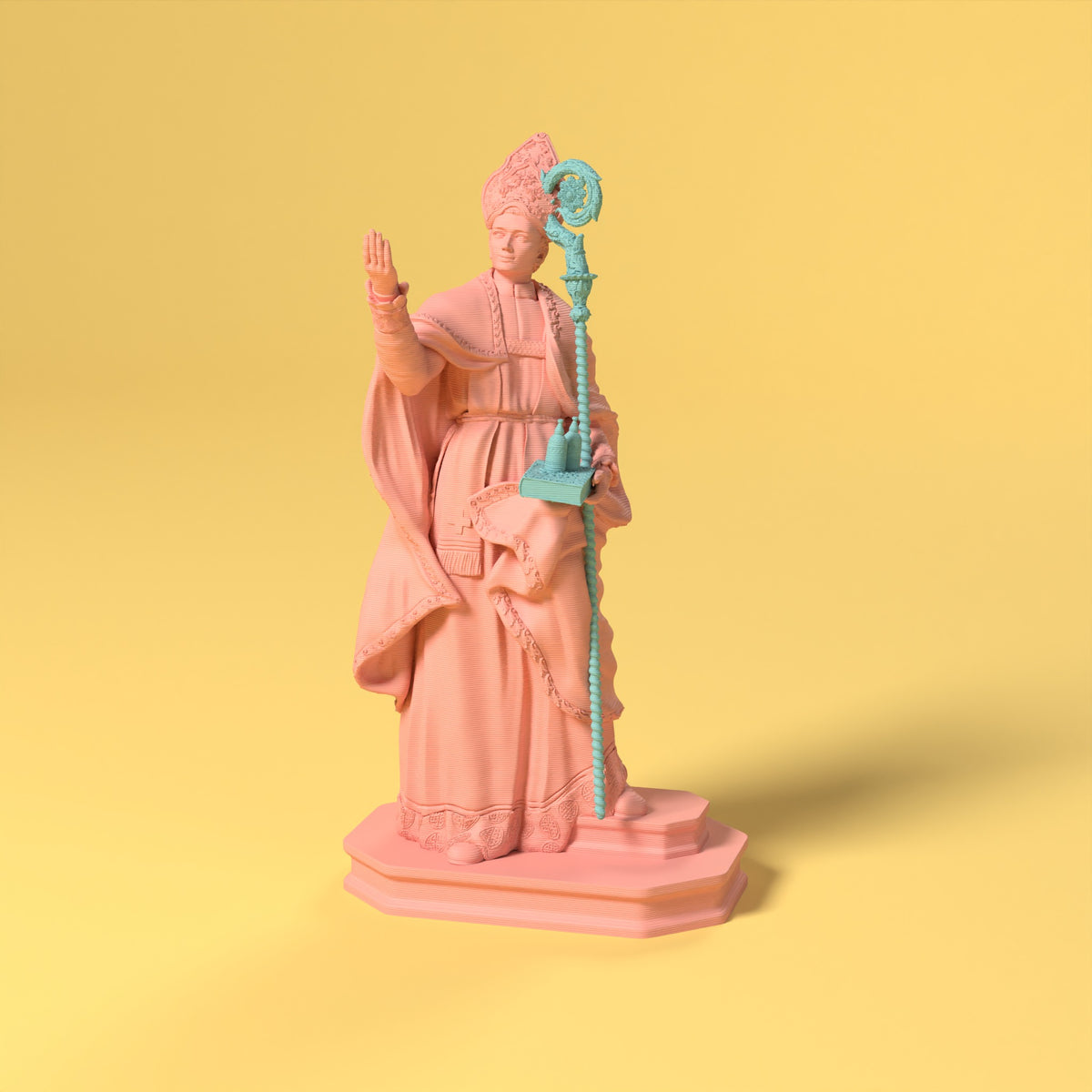 San Gennaro - Statua Bio Pop Scamarcia Design – colore Rosa, stampa 3D in bio-PLA