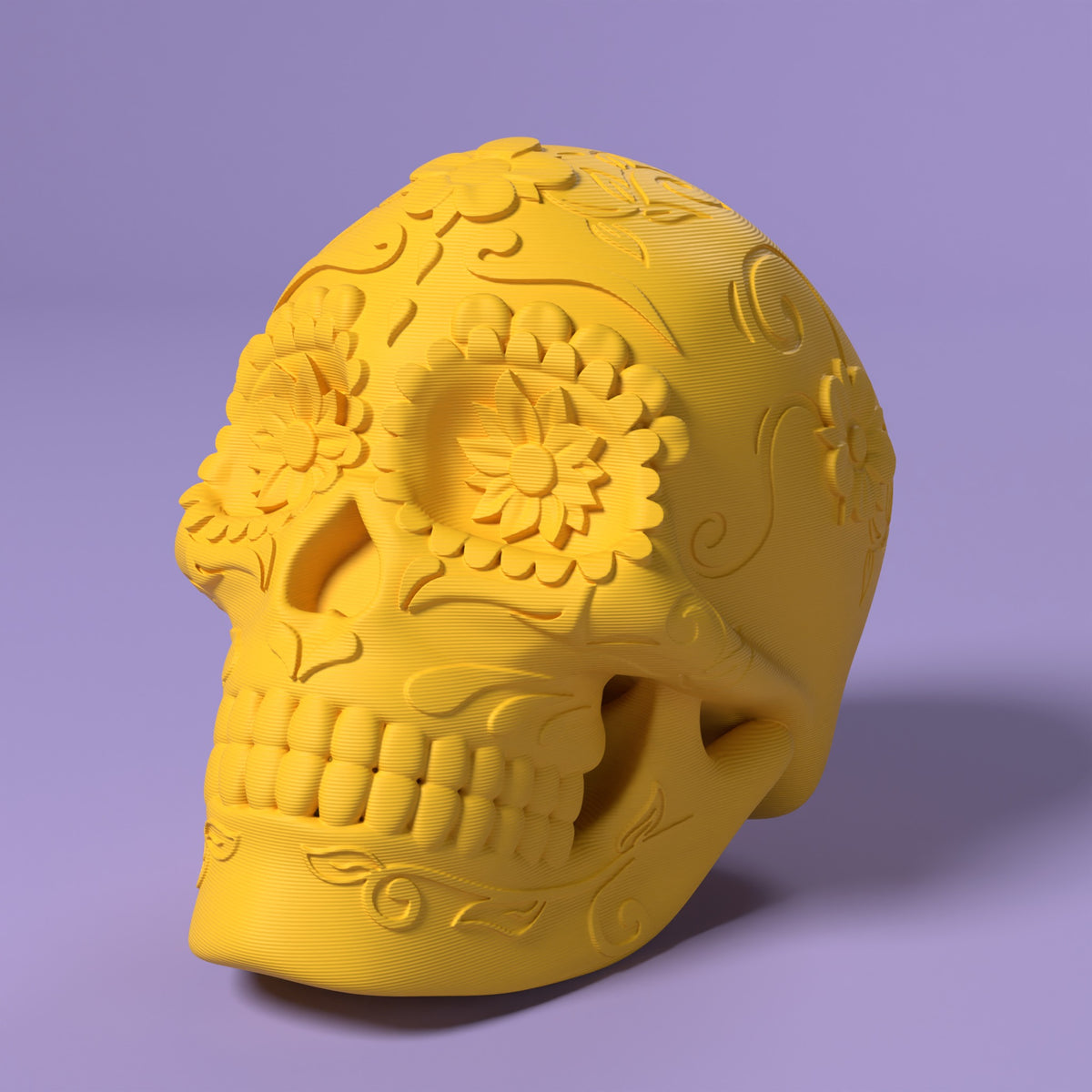 Sugar Skull - Calavera Scamarcia Design – colore Giallo, stampa 3D in bio-PLA