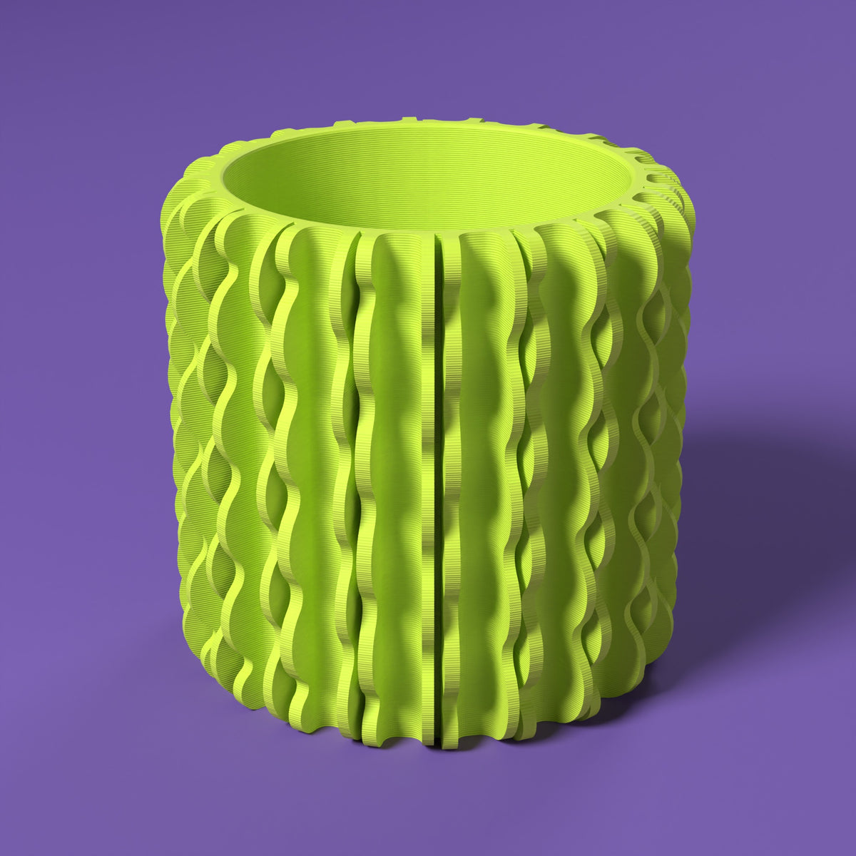 Trama - Porta Vaso Bio Scamarcia Design – colore Giallo Fluo, stampa 3D in bio-PLA