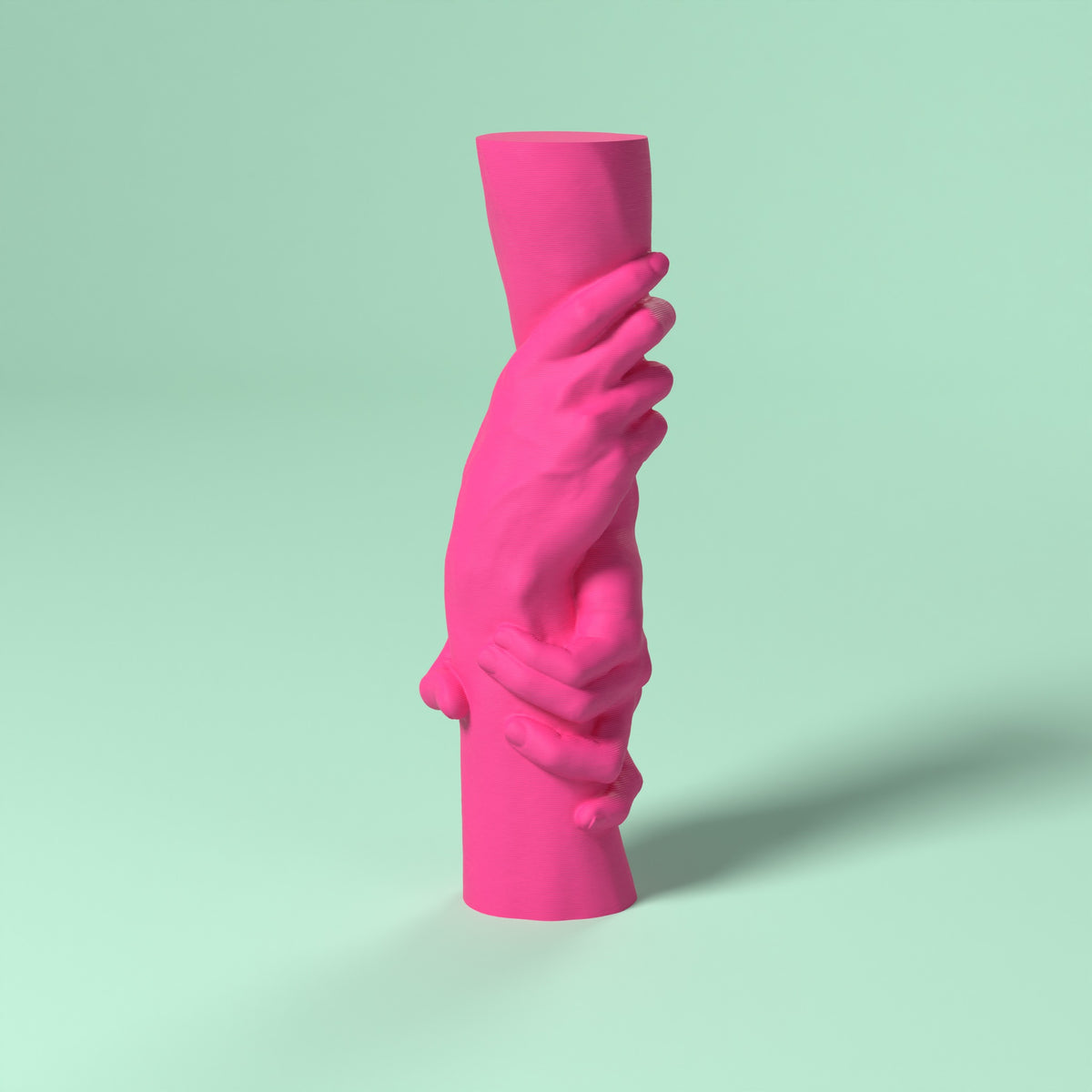 Scultura Legame - L'Arte di tenersi stretti Scamarcia Design – colore Rosa Fluo, stampa 3D in bio-PLA