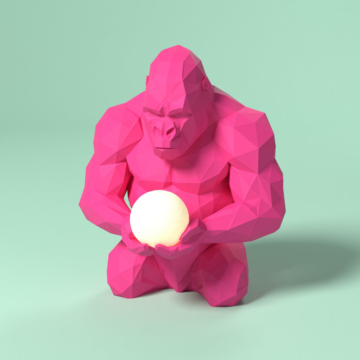 Silverback Moon lampada gorilla Scamarcia Design – colore Rosa Fluo, stampa 3D in bio-PLA