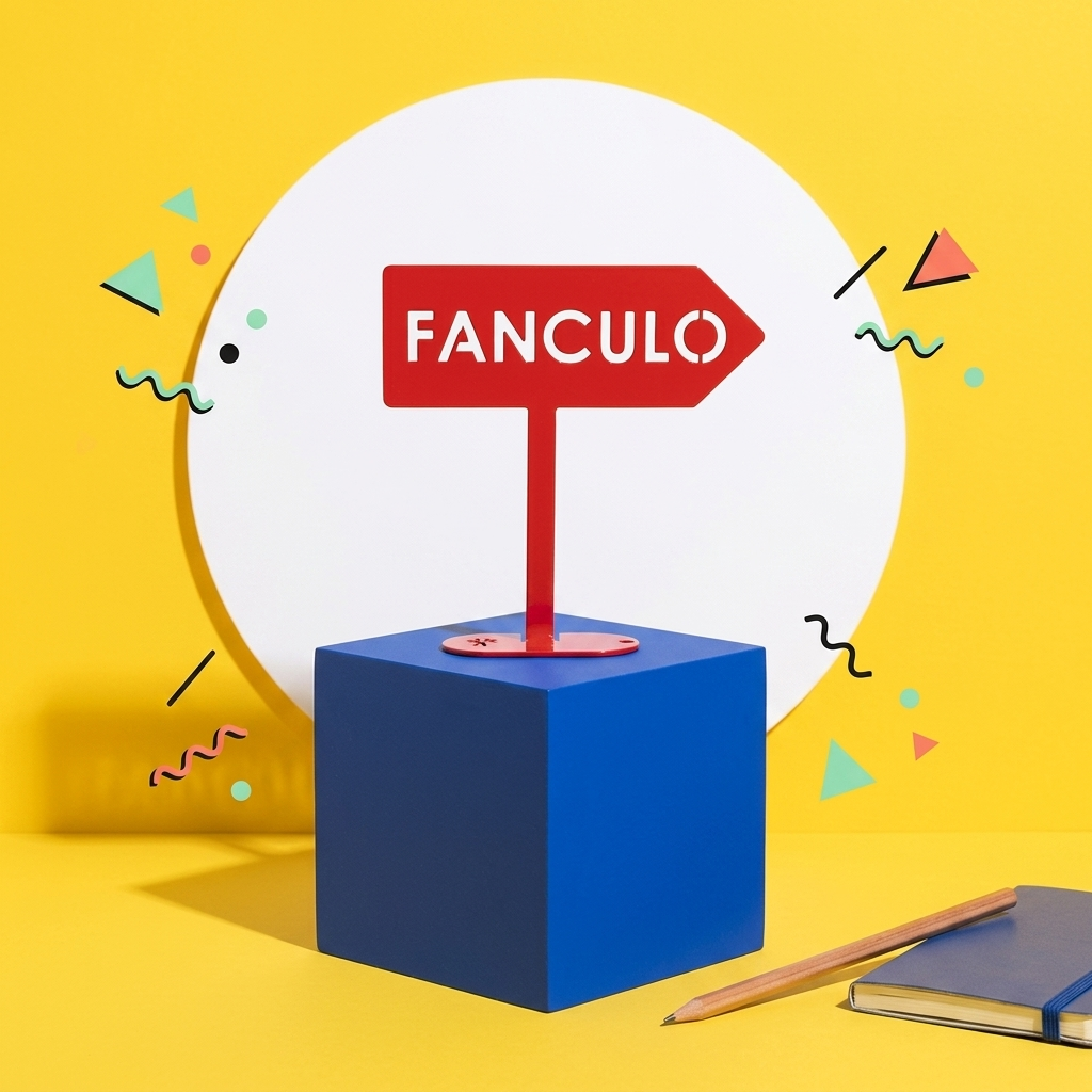 L'Indicazione Fanculo rossa in ferro laccato - pop art