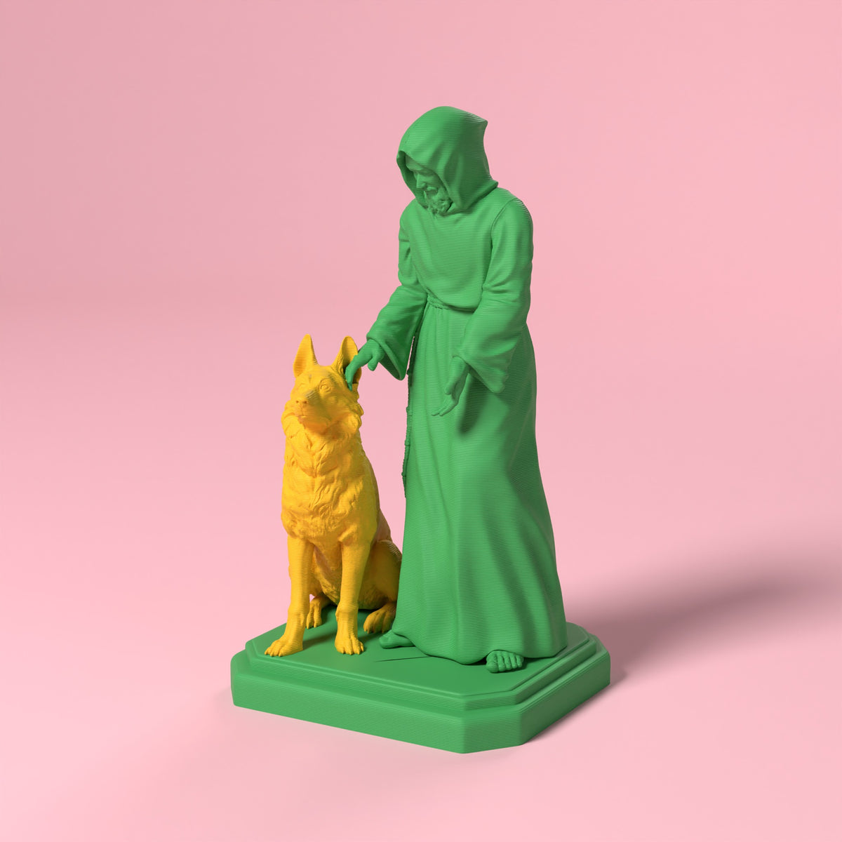 San Francesco - Statua Bio Pop Scamarcia Design – colore Verde, stampa 3D in bio-PLA