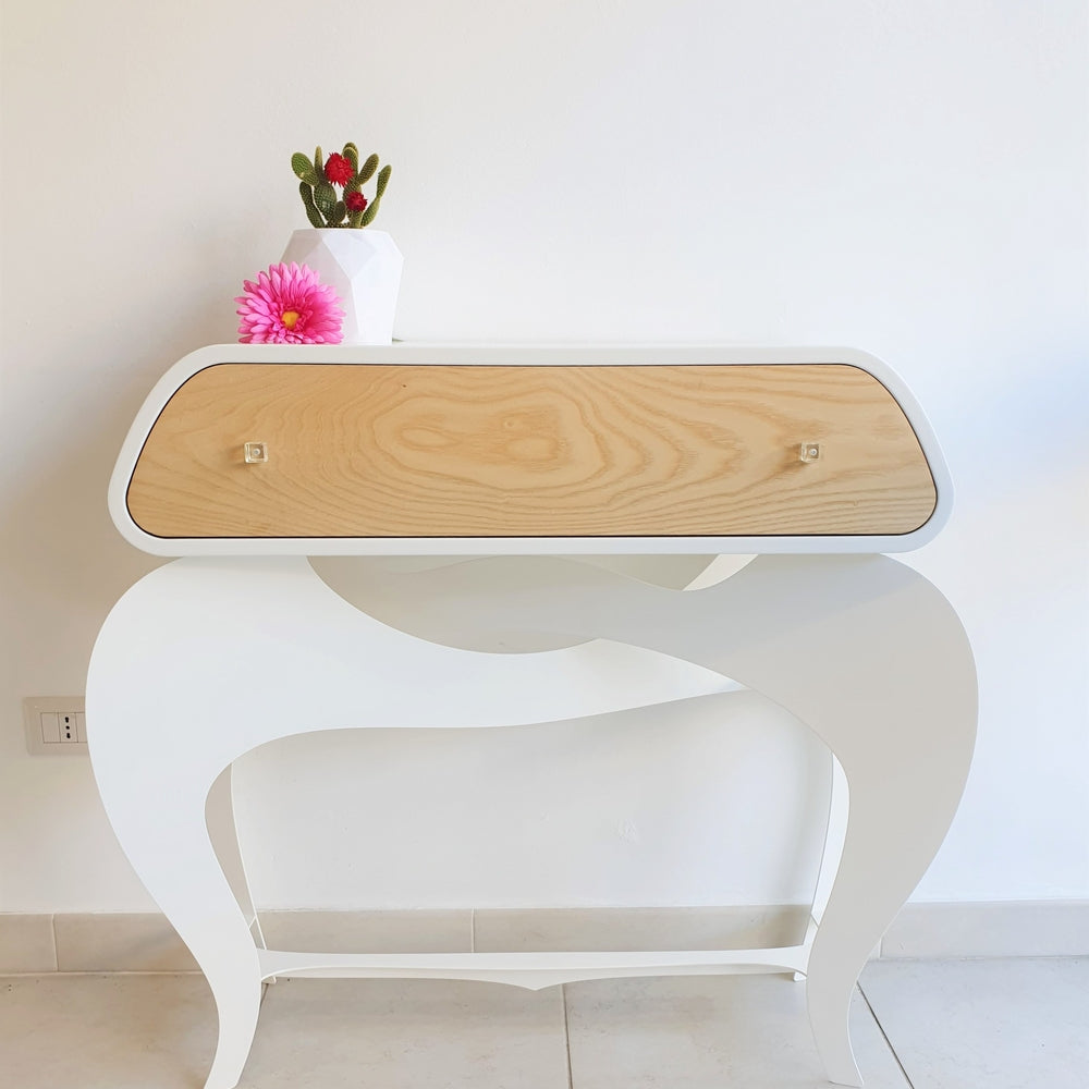 Consolle Patrizia con cassetto in ferro e legno