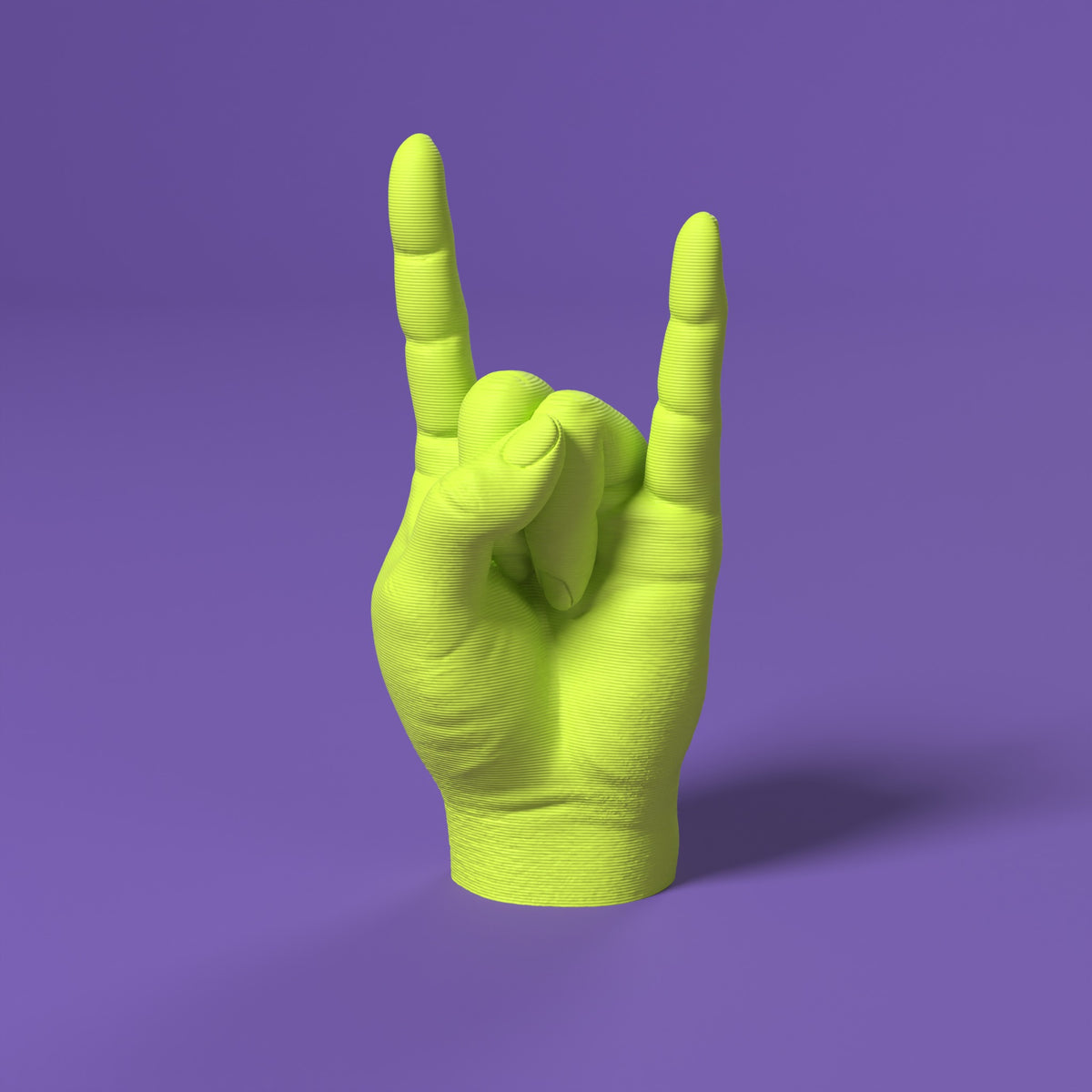La Mano - Gesto delle Corna Scamarcia Design – colore Giallo Fluo, stampa 3D in bio-PLA