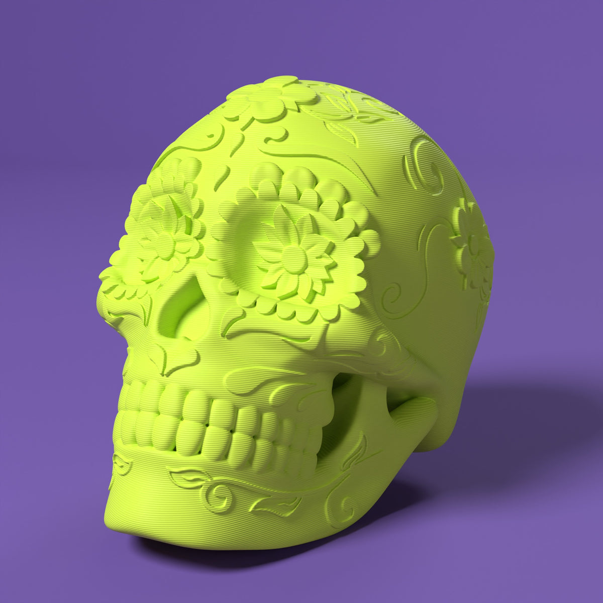 Sugar Skull - Calavera Scamarcia Design – colore Giallo Fluo, stampa 3D in bio-PLA