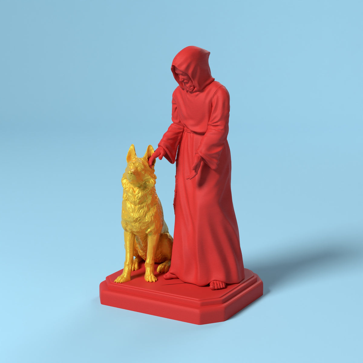 San Francesco - Statua Bio Pop Scamarcia Design – colore Rosso, stampa 3D in bio-PLA