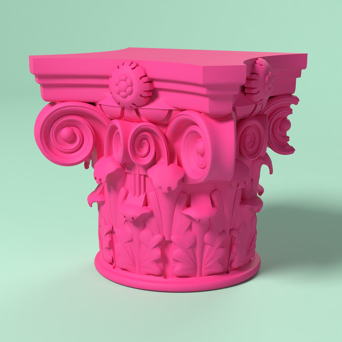 Corinzio - Mensola/Alzata Bio Scamarcia Design – colore Rosa Fluo, stampa 3D in bio-PLA
