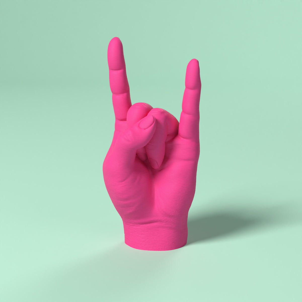 La Mano - Gesto delle Corna Scamarcia Design – colore Rosa Fluo, stampa 3D in bio-PLA