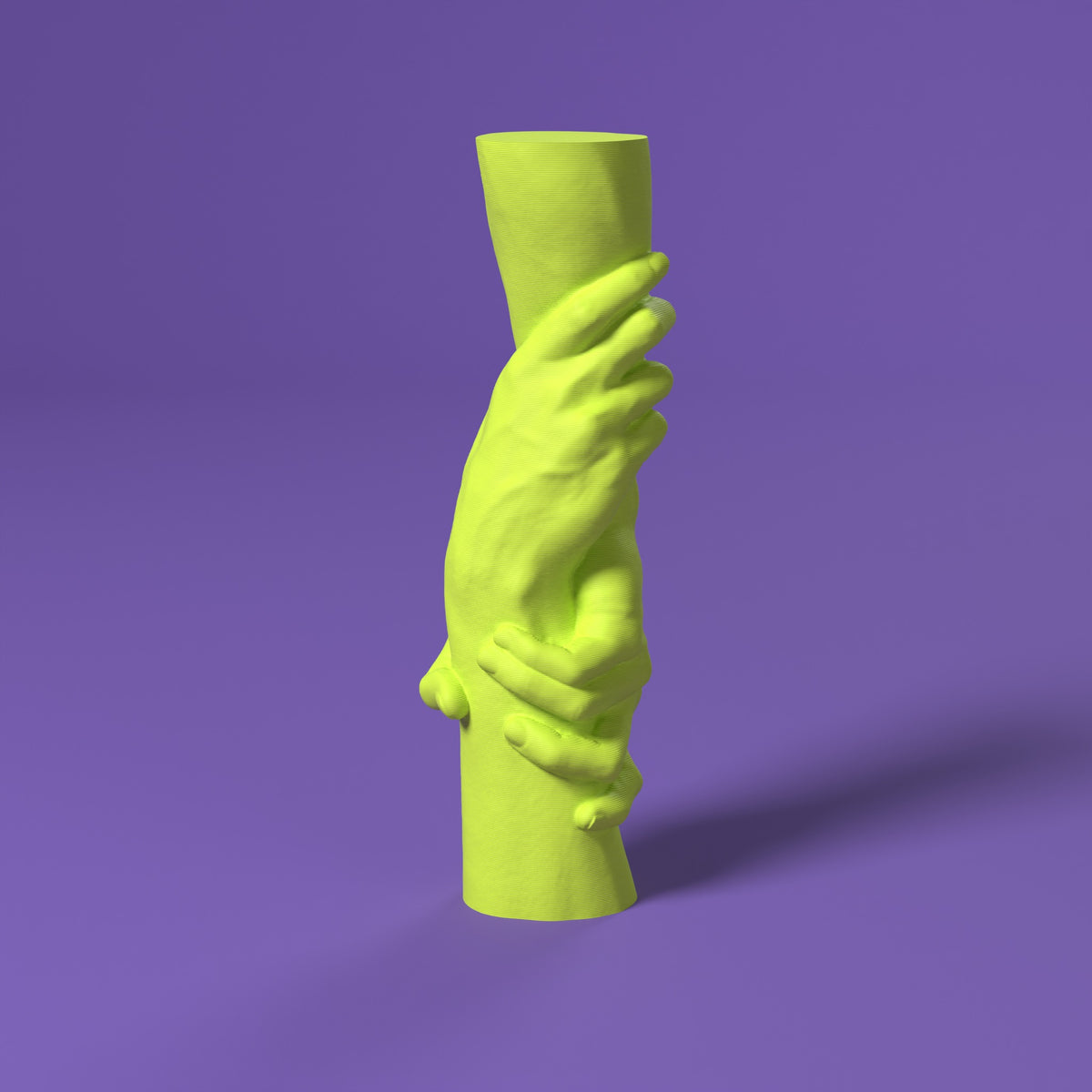 Scultura Legame - L'Arte di tenersi stretti Scamarcia Design – colore Giallo Fluo, stampa 3D in bio-PLA