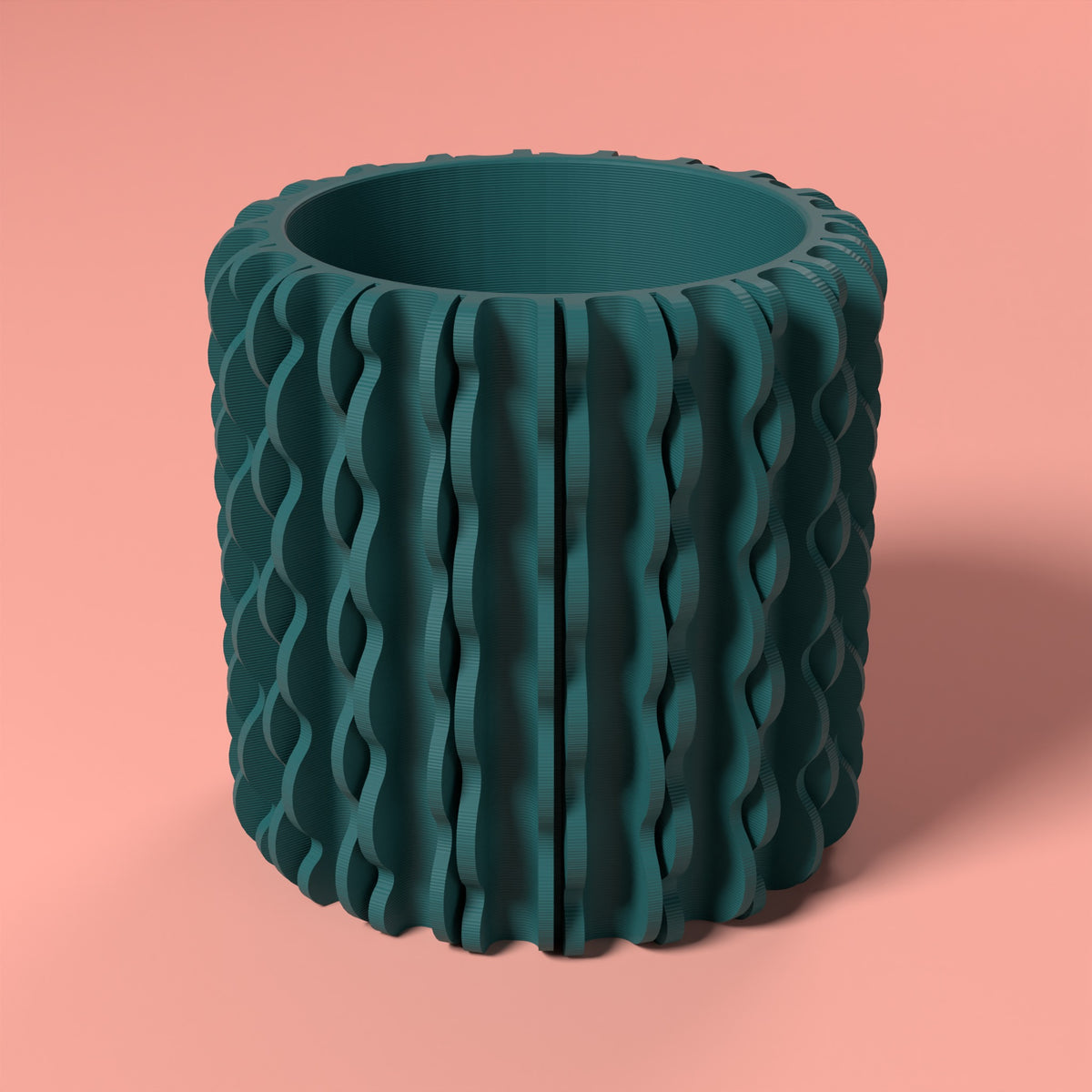 Trama - Porta Vaso Bio Scamarcia Design – colore Verde Petrolio, stampa 3D in bio-PLA