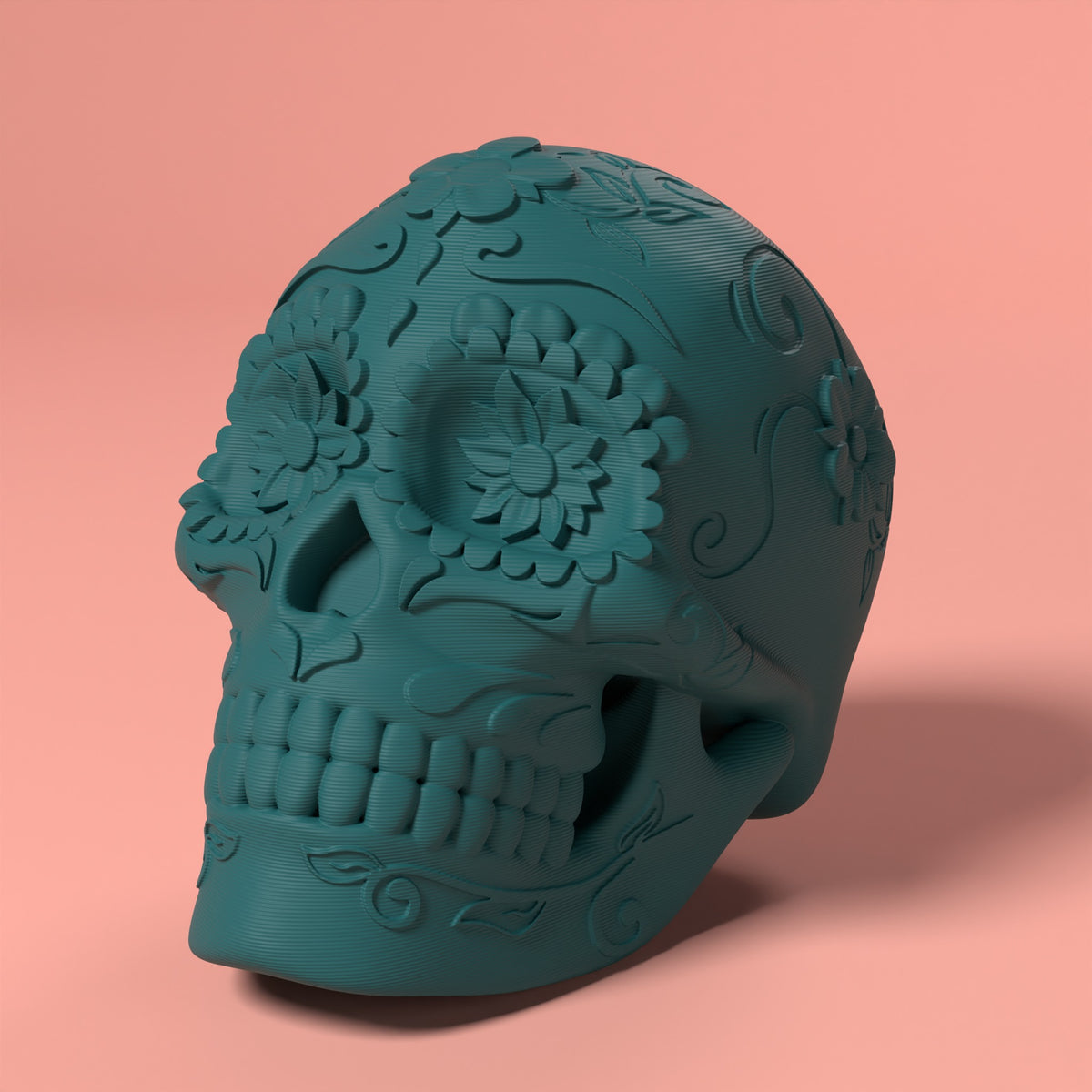 Sugar Skull - Calavera Scamarcia Design – colore Verde Petrolio, stampa 3D in bio-PLA