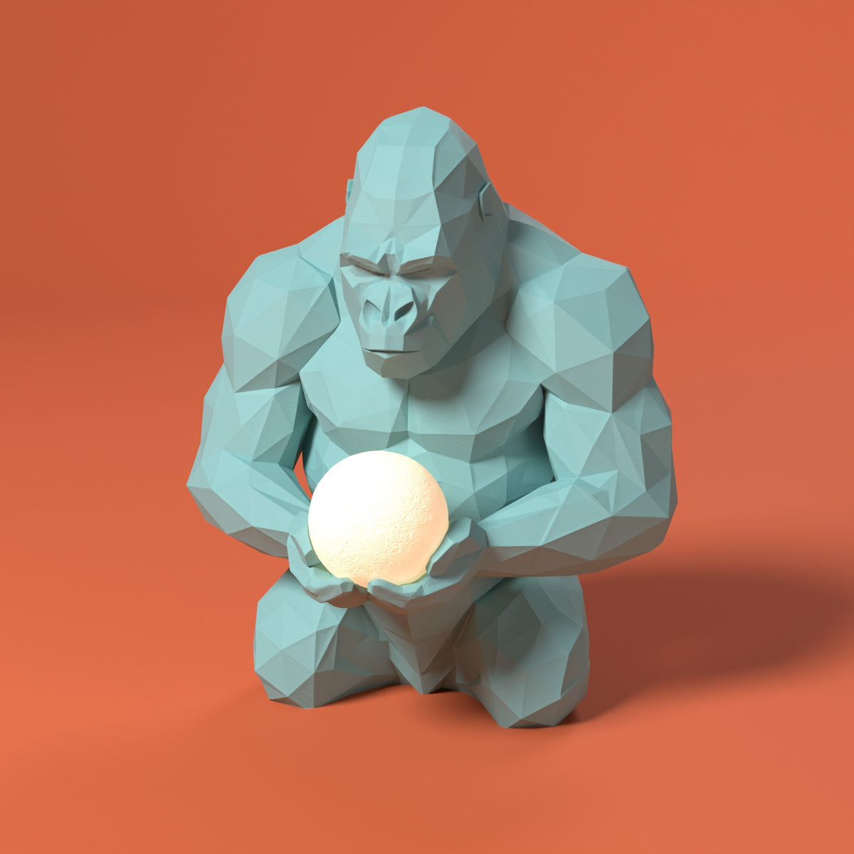 Silverback Moon lampada gorilla Scamarcia Design – colore Turchese, stampa 3D in bio-PLA