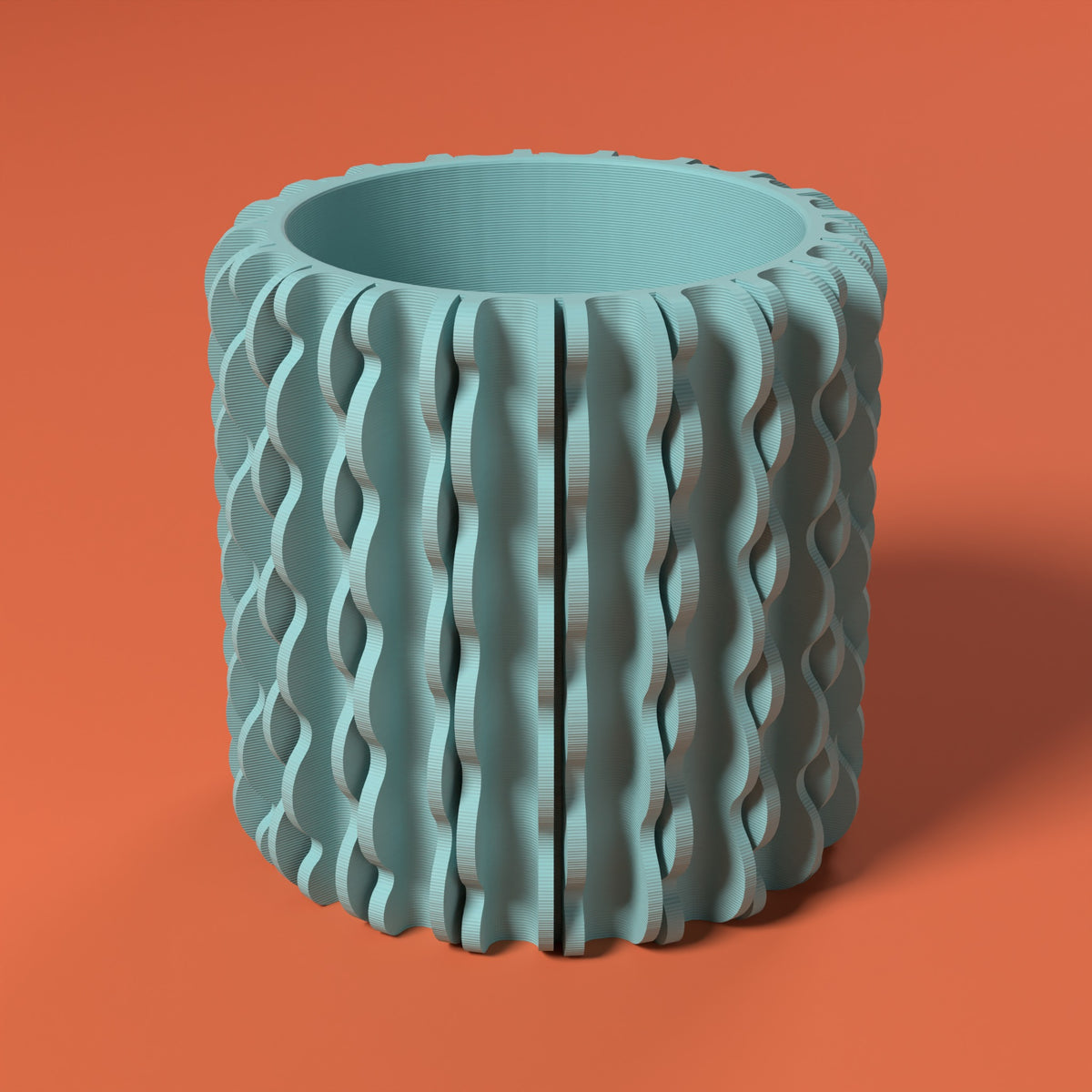 Trama - Porta Vaso Bio Scamarcia Design – colore Turchese, stampa 3D in bio-PLA