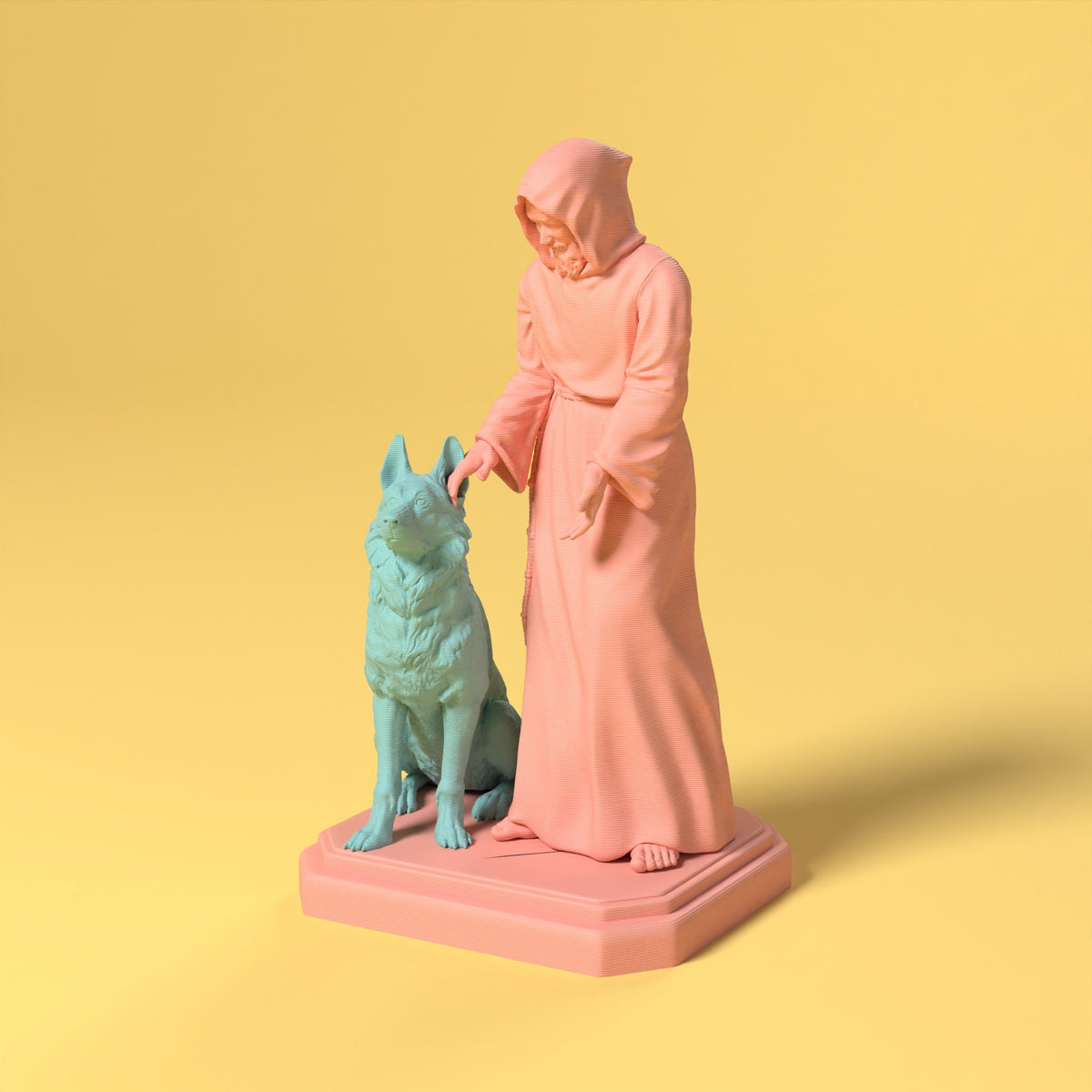 San Francesco - Statua Bio Pop Scamarcia Design – colore Rosa, stampa 3D in bio-PLA