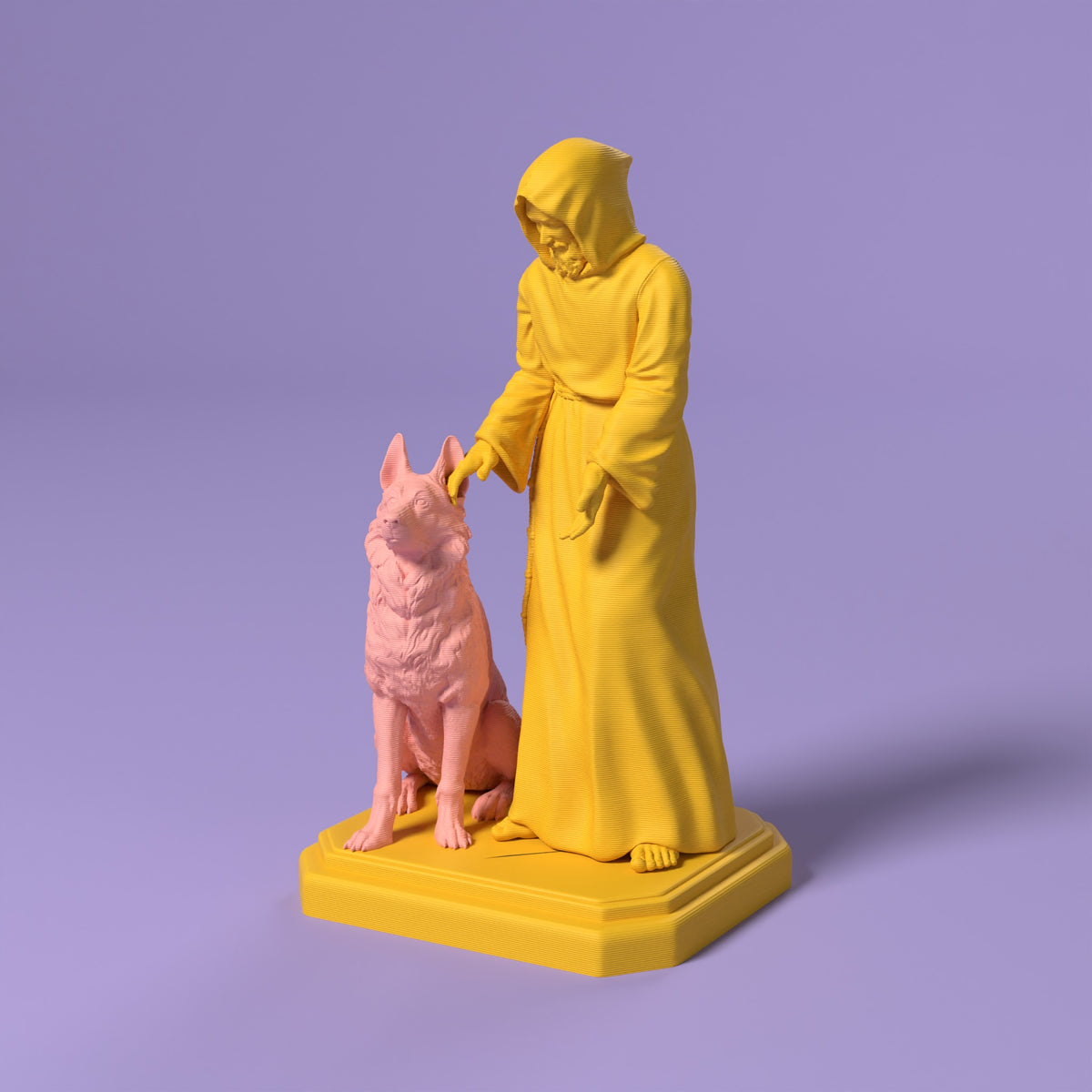 San Francesco - Statua Bio Pop Scamarcia Design – colore Giallo, stampa 3D in bio-PLA